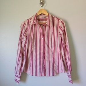 Old Navy Pink/Red/White Long Sleeve Button Up Blouse